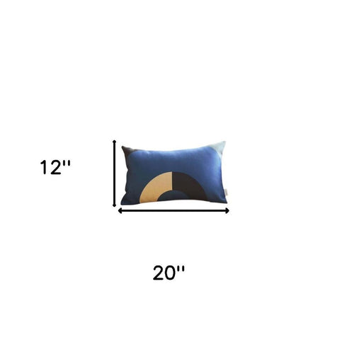 Set of 2 Blue Modern Lumbar Pillow Covers